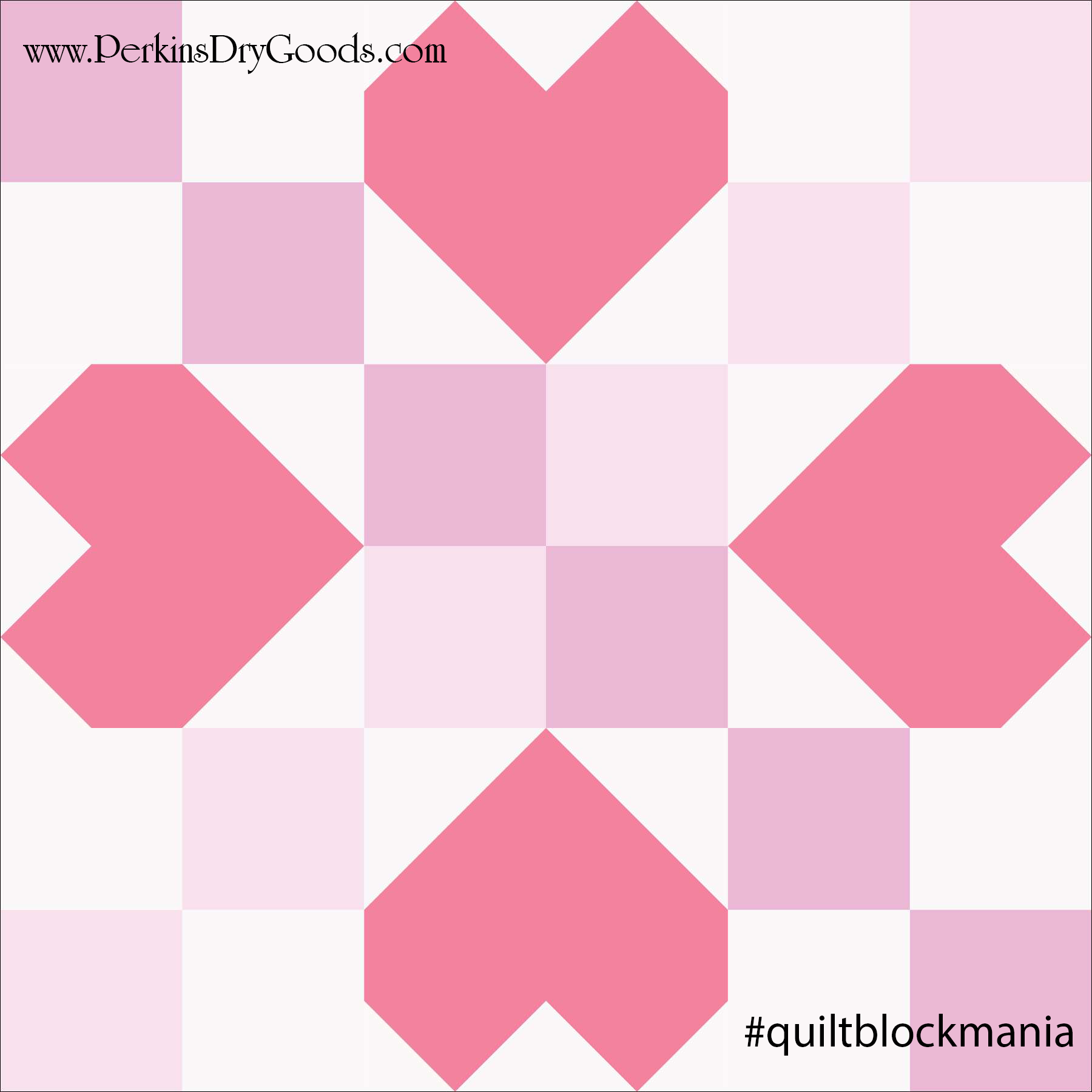 12 inch quilt block pattern with pieced hearts and four patch units